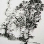 Imitating the Ink Painting of Jin-Hao, Wudai Dynasty. N.01, Stainless Mosquito Nails on Canvas, 60 x 60cm, 2011